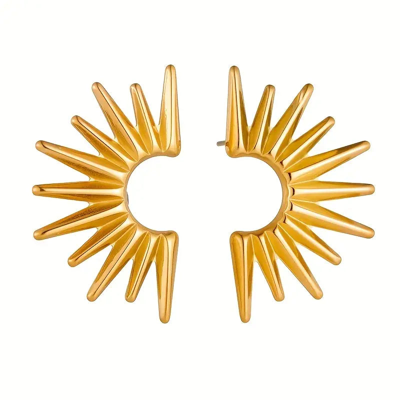 Boucles d’oreilles “Rayon d’Or” – Éclat solaire en acier inoxydable