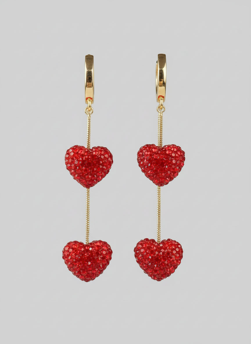 Boucles d’Oreilles Cœurs Rouges – Passion & Éclat ❤️