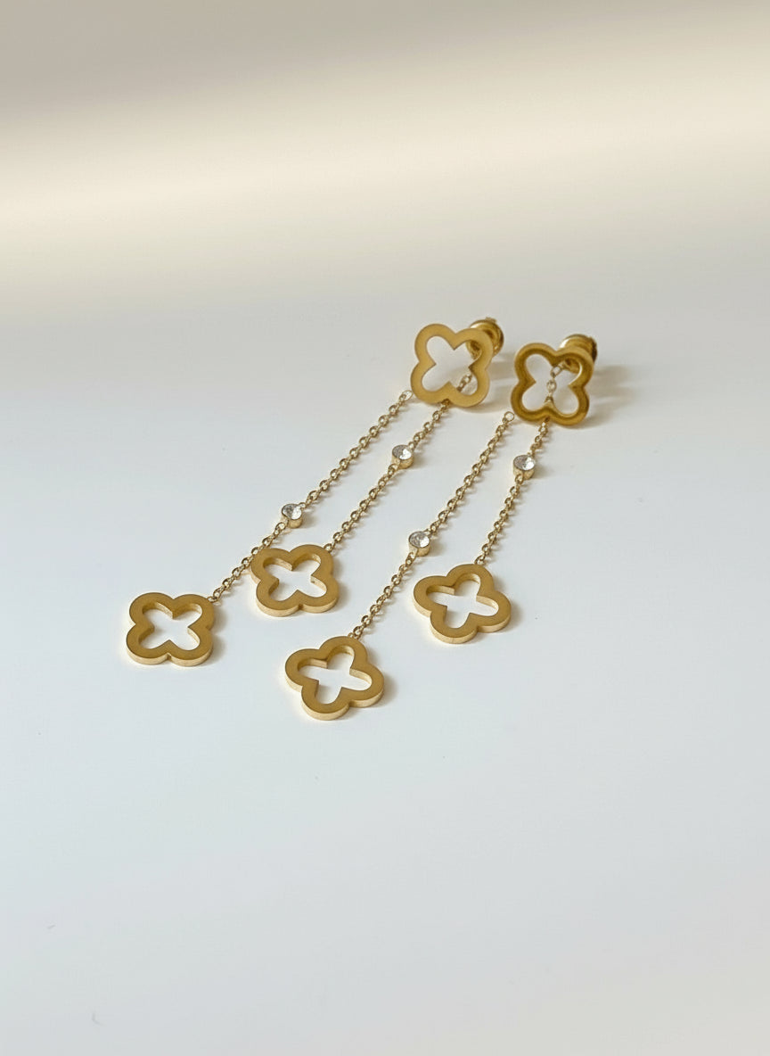 Boucles d’oreilles Trèfle Doré — Chance & Élégance