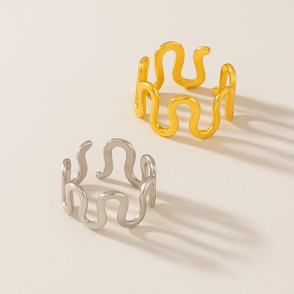 Bracelets ondulés en acier inoxydable – Élégance fluide