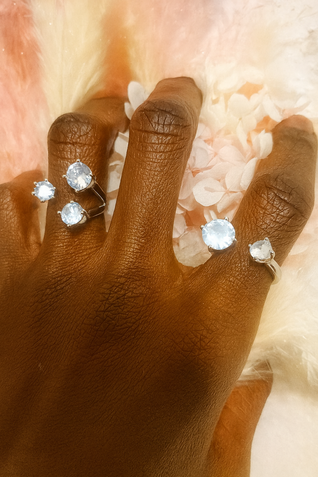 Duo d’Éclat Argenté — Bagues Diamant Zirconium