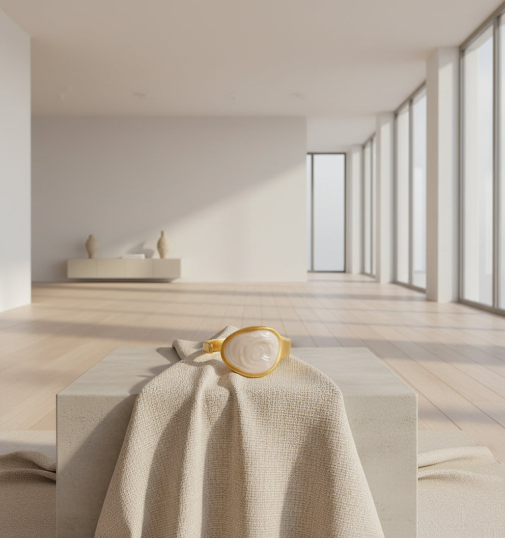 Bague Goutte Nacrée — Pureté Dorée