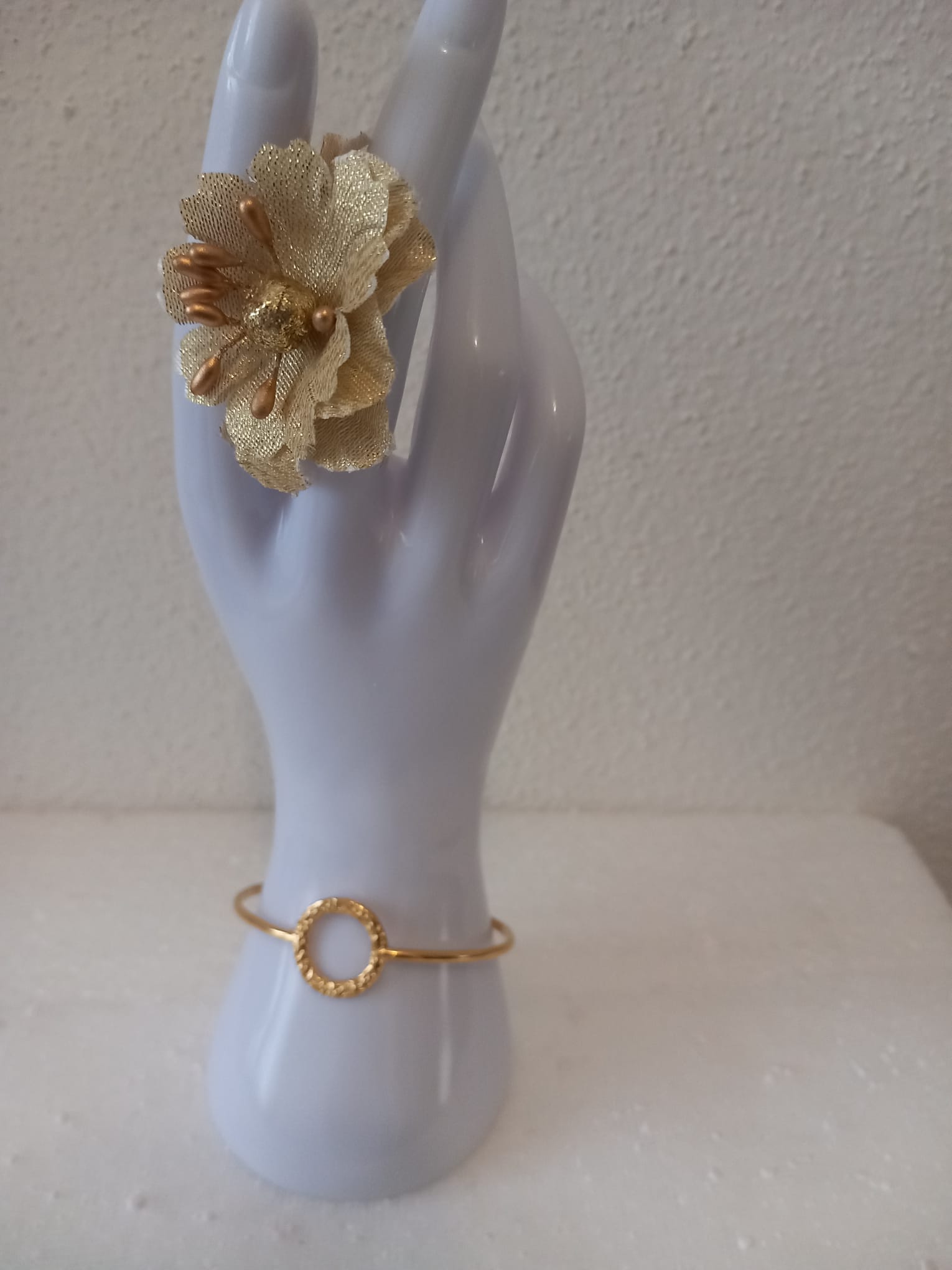 Bracelet Cercle Martelé – Acier Inoxydable Doré