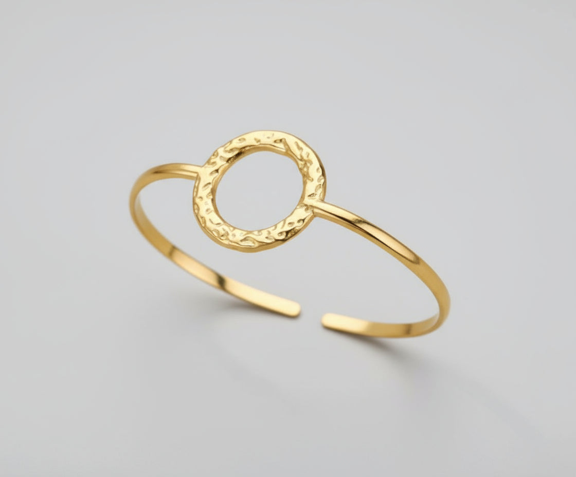 Bracelet Cercle Martelé – Acier Inoxydable Doré