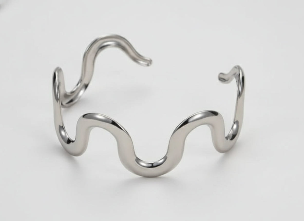 Bracelets ondulés en acier inoxydable – Élégance fluide