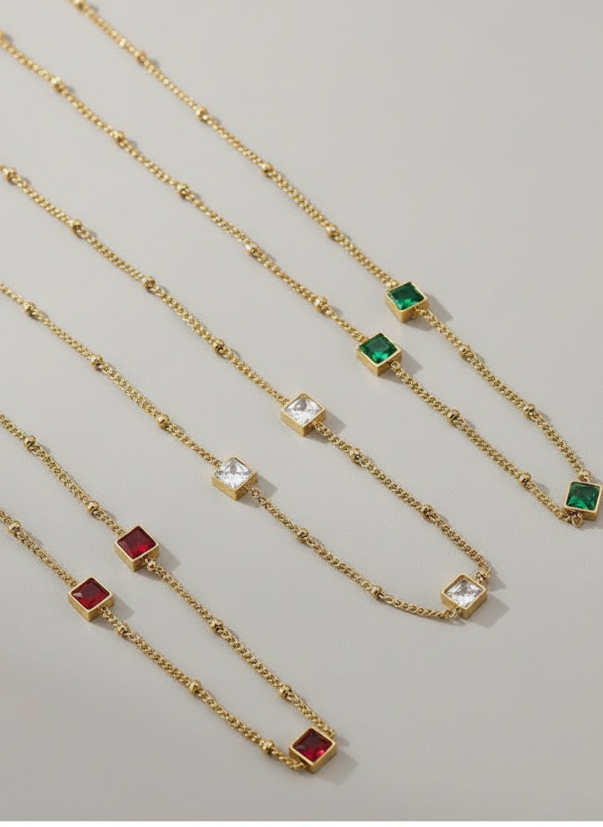 Collier fin en acier inoxydable – Éclat de strass